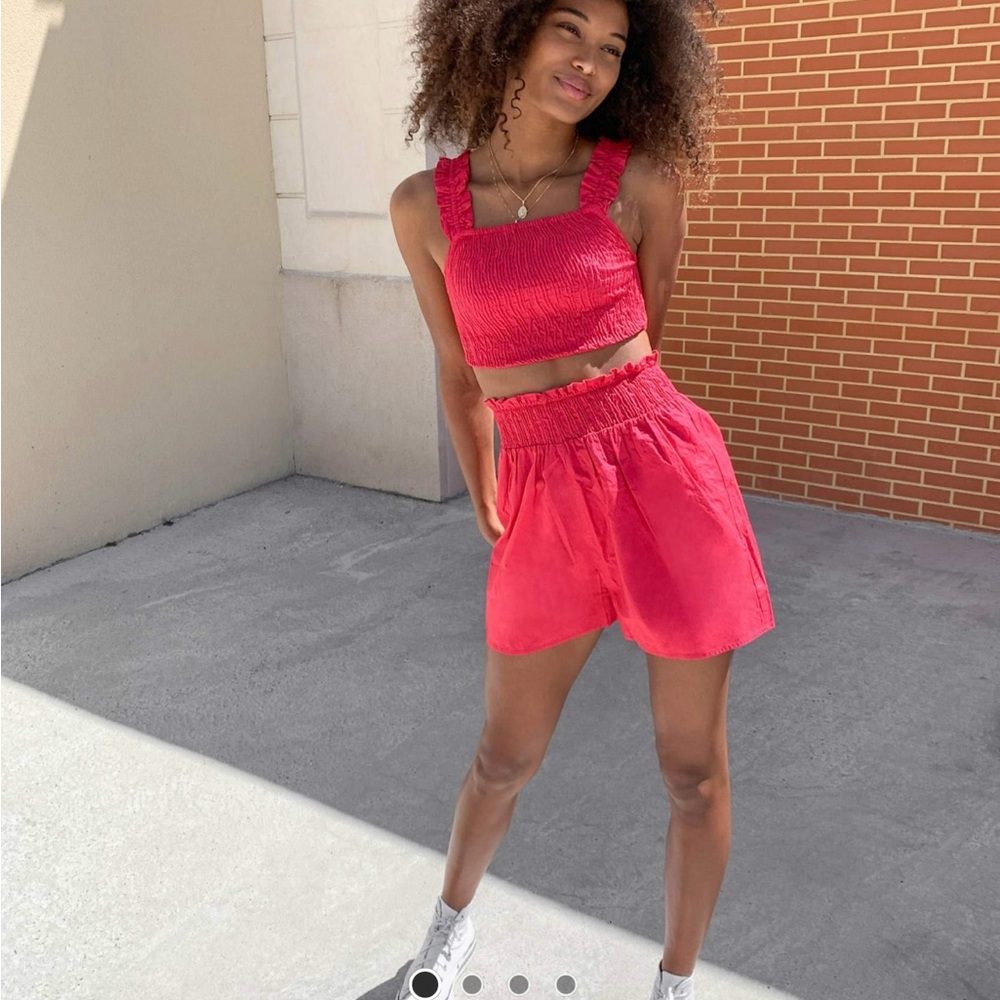 ASOS Influence shirred top and shorts in pink